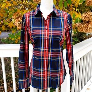 New! J. Crew sz 6 Plaid Black Tartan Slim Button-down Perfect Shirt NWT
